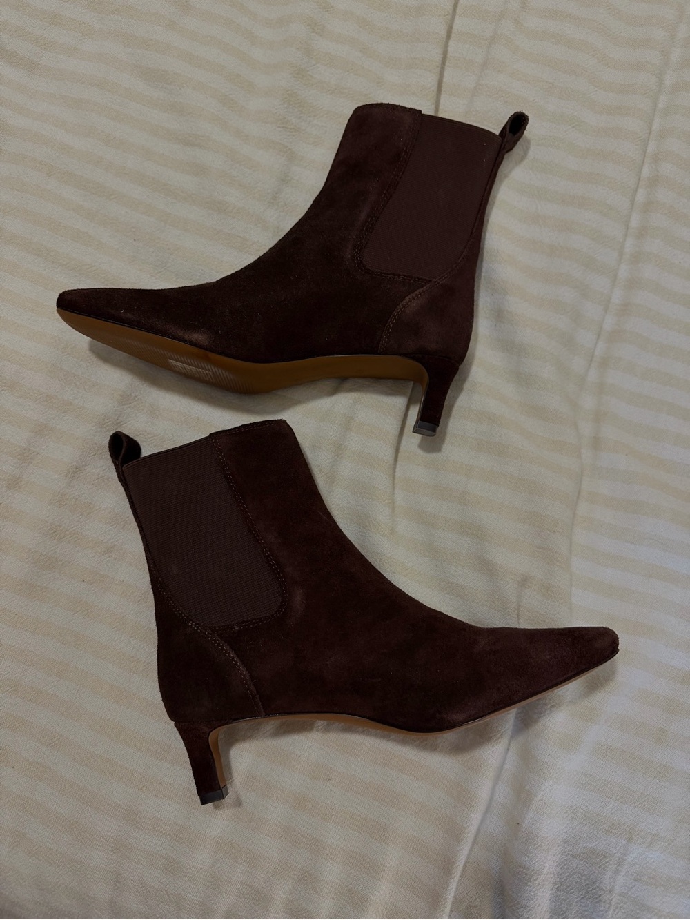 Madewell Dark Brown Suede Pointed-Toe Chelsea Booties